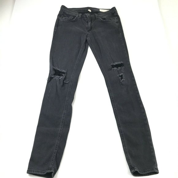 rag & bone Denim - Rag & Bone Womens Skinny Jeans Faded Black Stretch Soft Denim Distressed Size 27